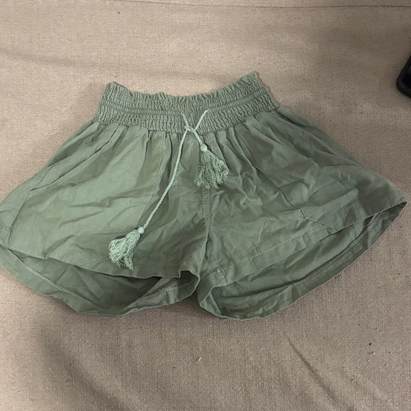 Paradise Usa Pants - High Waist Olive Green Women's Shorts